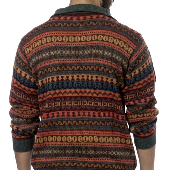 Novica Mountain Sunset Fair Isle Alpaca Art Knit Peru Pullover Sweater Nordic XL - Picture 3 of 15